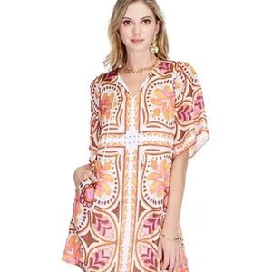 NWT Jade Floral Mandala Kimono Tunic Mini Dress Boho NWT Size XL